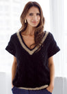 Flock Knitwear black/tan / one size Flock Vicki Vest Black & Tan