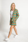 Nice Things Jacket Nice Things Multicolour Check Linen Blazer Shiny Green