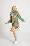 Nice Things Jacket Nice Things Multicolour Check Linen Blazer Shiny Green