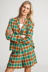 Nice Things Jacket Nice Things Multicolour Check Linen Blazer Shiny Green