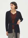 Nice Things Knitwear Nice Things Open Jacket With Belt Navy | Dalston clothing