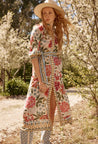 Once Was dress Once Was Carmen Viscose Linen Maxi Dress in Azalea Fields  | Dalston clothing