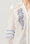 Once Was top Once Was Fleurine Embroidered Cotton Slub Shirt