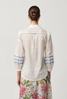 Once Was top Once Was Fleurine Embroidered Cotton Slub Shirt