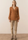 POL Knitwear Pol Clothing Genus Pointelle Wrap Cardigan Toffee  | Dalston clothing